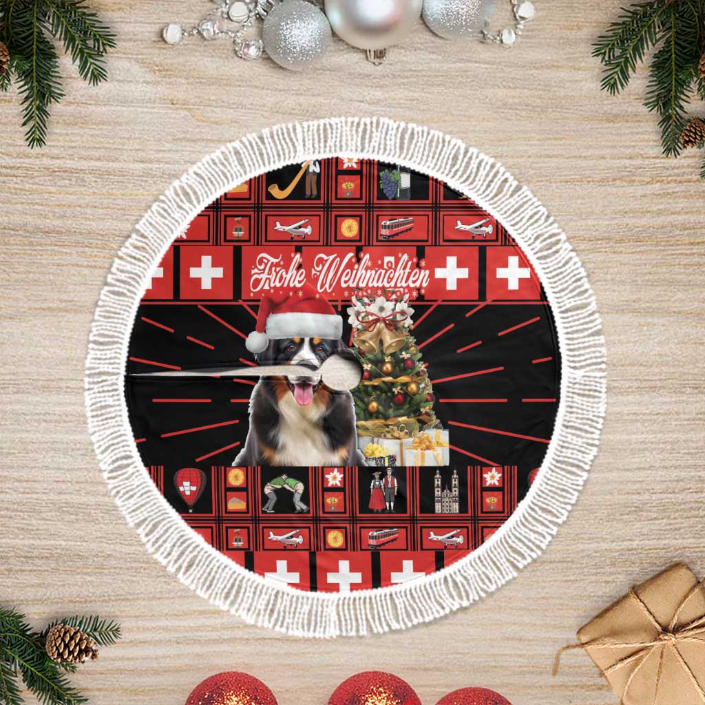 Merry Christmas Bernese Mountain Dog Tree Skirt Switzerland Symbols - Lightning Art - Wonder Print Shop