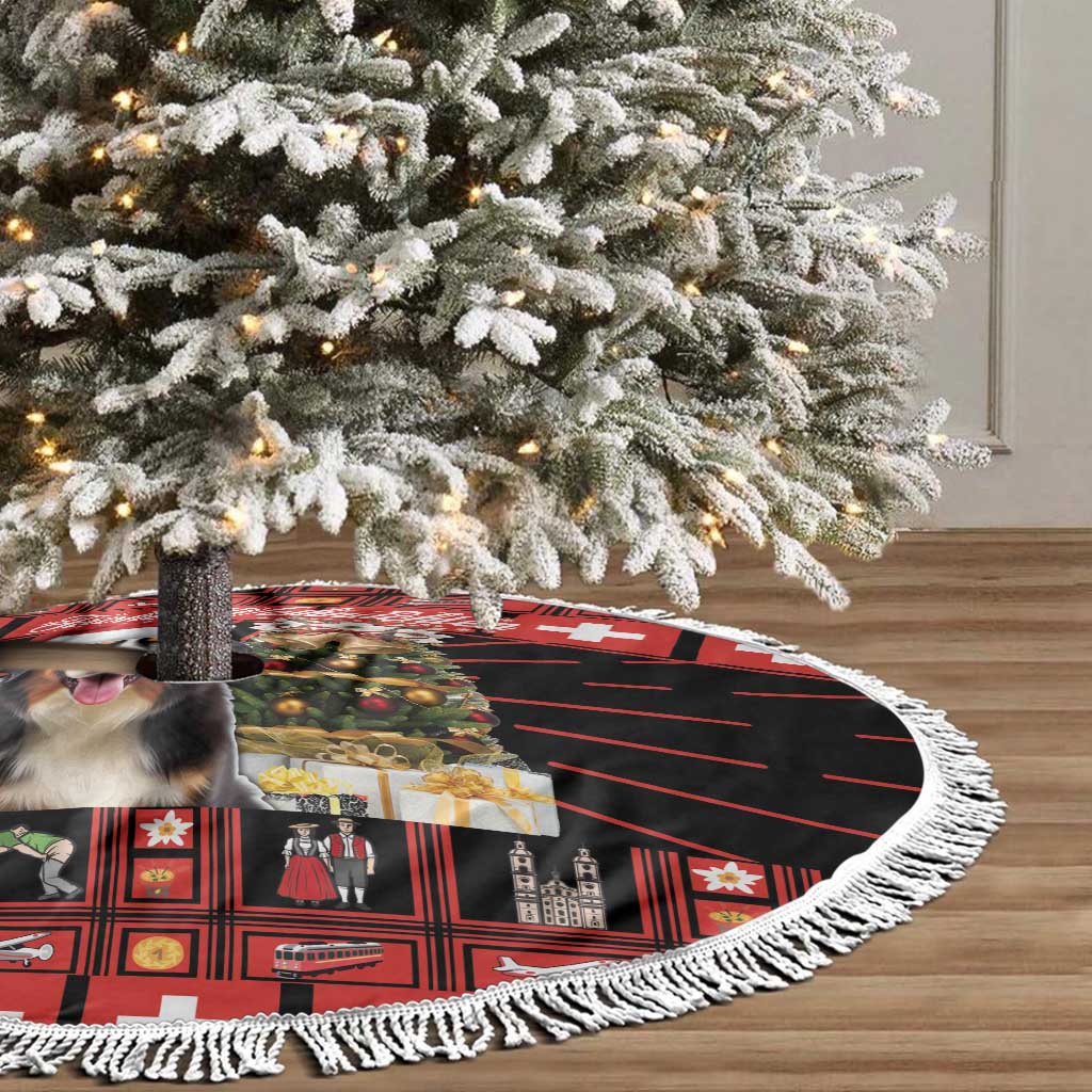 Merry Christmas Bernese Mountain Dog Tree Skirt Switzerland Symbols - Lightning Art - Wonder Print Shop