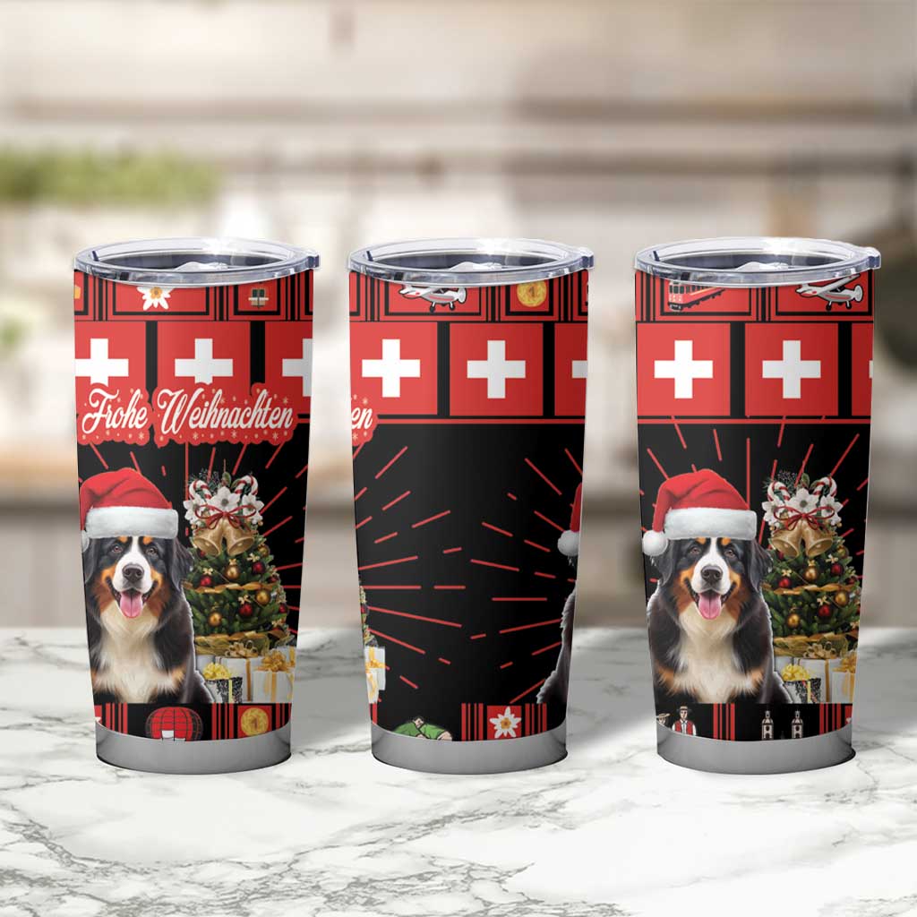 Merry Christmas Bernese Mountain Dog Tumbler Cup Switzerland Symbols - Lightning Art - Wonder Print Shop