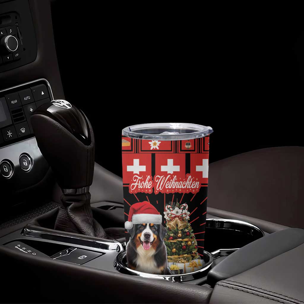 Merry Christmas Bernese Mountain Dog Tumbler Cup Switzerland Symbols - Lightning Art - Wonder Print Shop