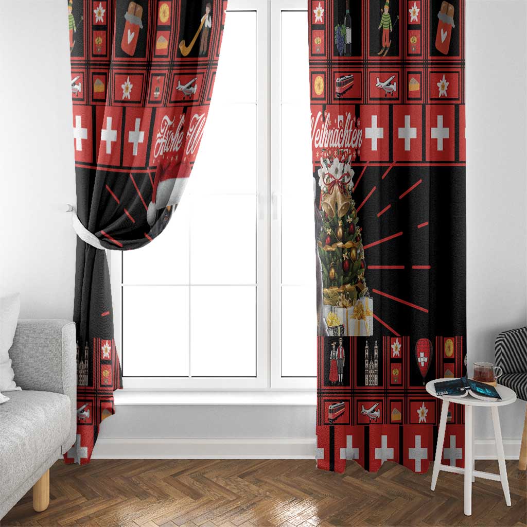 Merry Christmas Bernese Mountain Dog Window Curtain Switzerland Symbols - Lightning Art - Wonder Print Shop