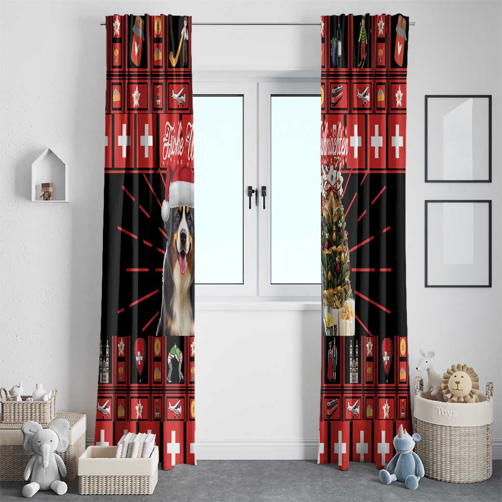 Merry Christmas Bernese Mountain Dog Window Curtain Switzerland Symbols - Lightning Art - Wonder Print Shop