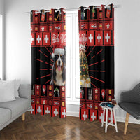 Merry Christmas Bernese Mountain Dog Window Curtain Switzerland Symbols - Lightning Art - Wonder Print Shop