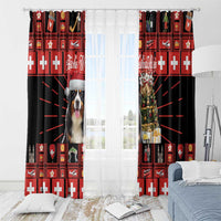 Merry Christmas Bernese Mountain Dog Window Curtain Switzerland Symbols - Lightning Art - Wonder Print Shop