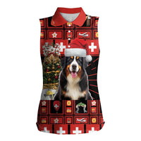 Merry Christmas Bernese Mountain Dog Women Sleeveless Polo Shirt Switzerland Symbols - Lightning Art - Wonder Print Shop