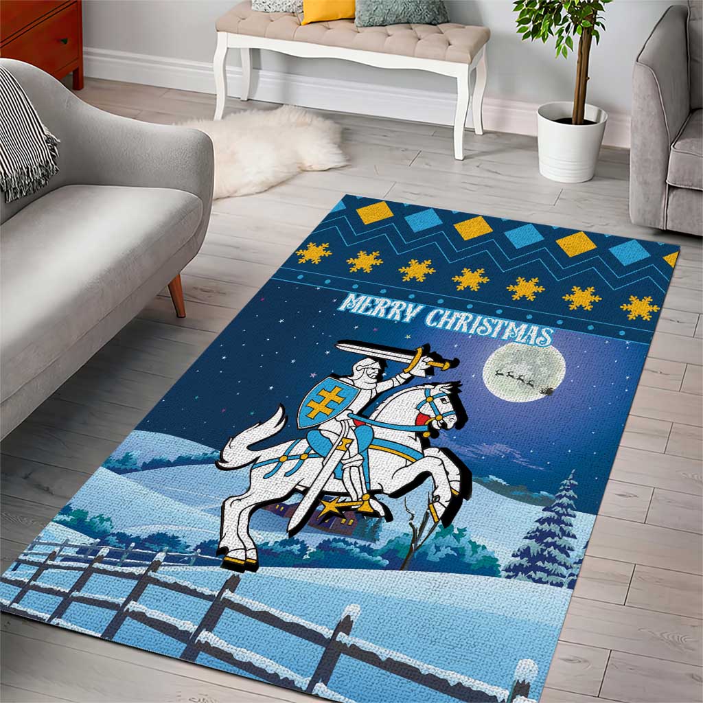 Lithuania Christmas Area Rug Coat Of Arms Merry Xmas - Wonder Print Shop