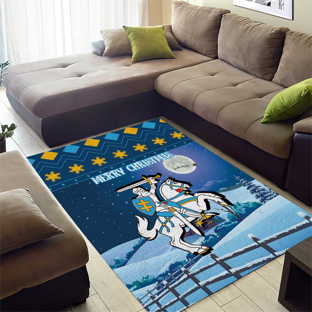 Lithuania Christmas Area Rug Coat Of Arms Merry Xmas - Wonder Print Shop