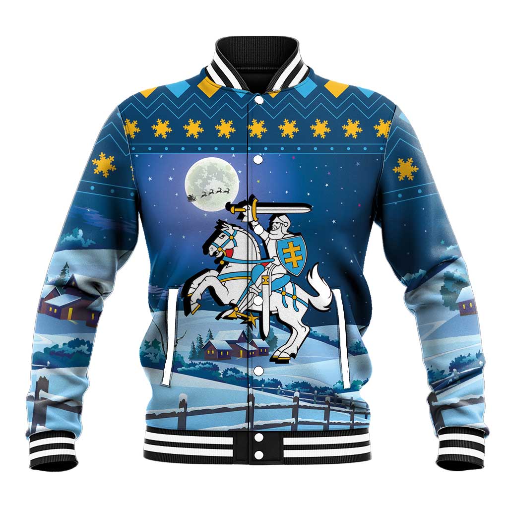 Lithuania Christmas Baseball Jacket Coat Of Arms Merry Xmas - Wonder Print Shop