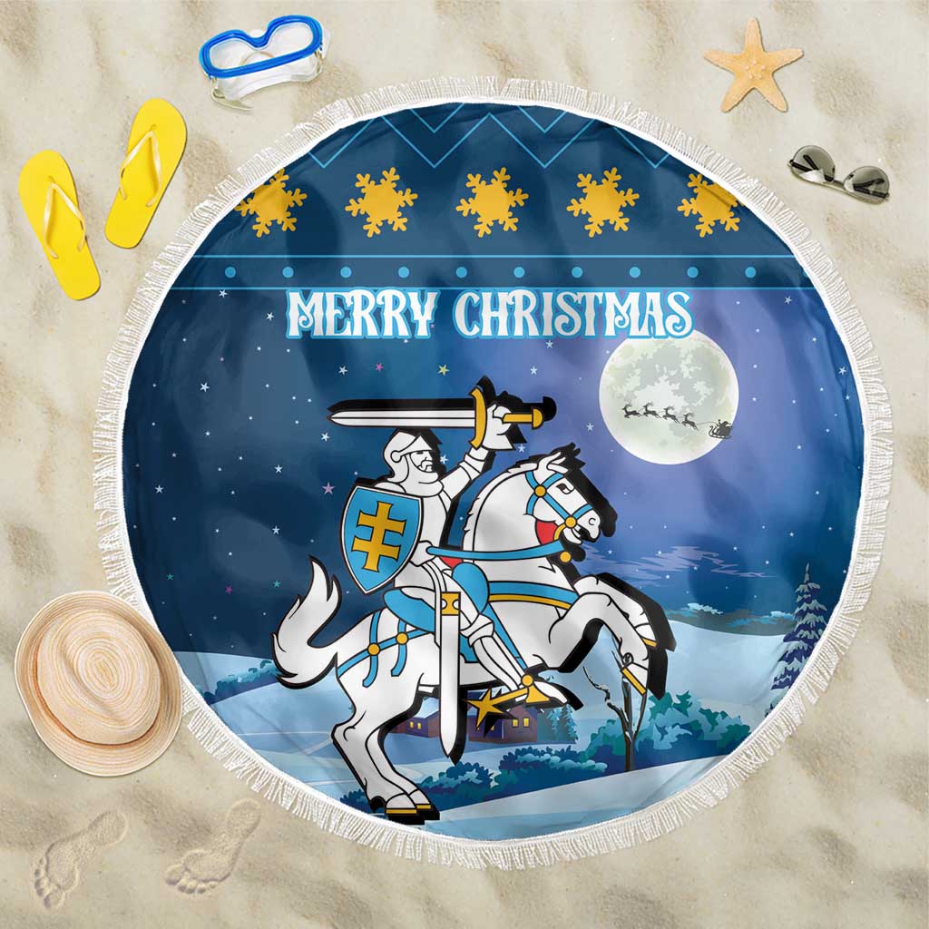 Lithuania Christmas Beach Blanket Coat Of Arms Merry Xmas - Wonder Print Shop