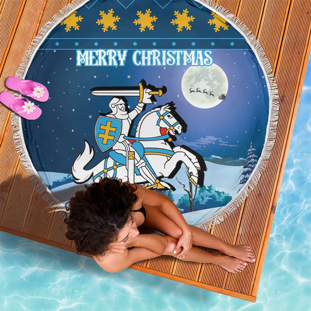 Lithuania Christmas Beach Blanket Coat Of Arms Merry Xmas - Wonder Print Shop