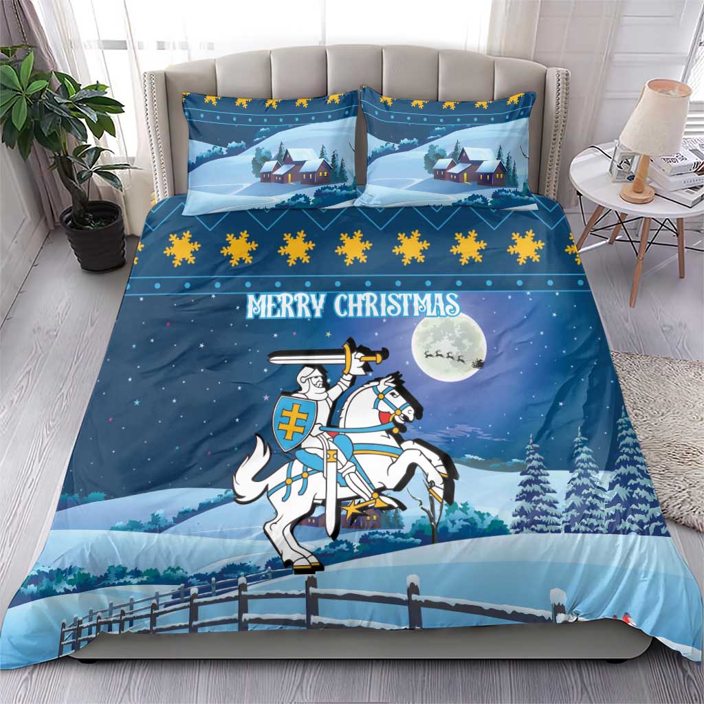 Lithuania Christmas Bedding Set Coat Of Arms Merry Xmas - Wonder Print Shop
