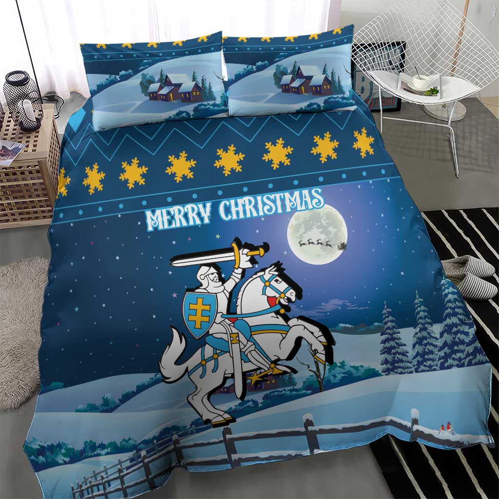 Lithuania Christmas Bedding Set Coat Of Arms Merry Xmas - Wonder Print Shop
