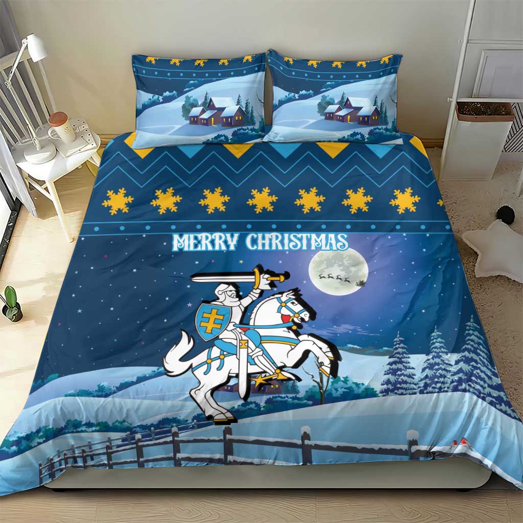 Lithuania Christmas Bedding Set Coat Of Arms Merry Xmas - Wonder Print Shop