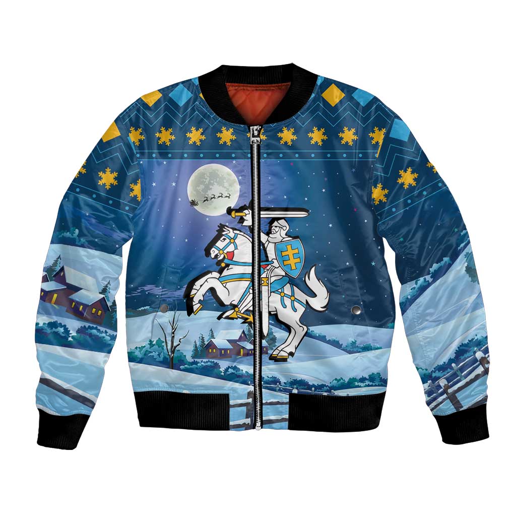 Lithuania Christmas Bomber Jacket Coat Of Arms Merry Xmas - Wonder Print Shop