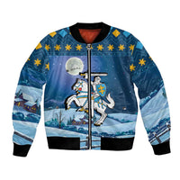 Lithuania Christmas Bomber Jacket Coat Of Arms Merry Xmas - Wonder Print Shop