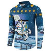 Lithuania Christmas Button Sweatshirt Coat Of Arms Merry Xmas - Wonder Print Shop