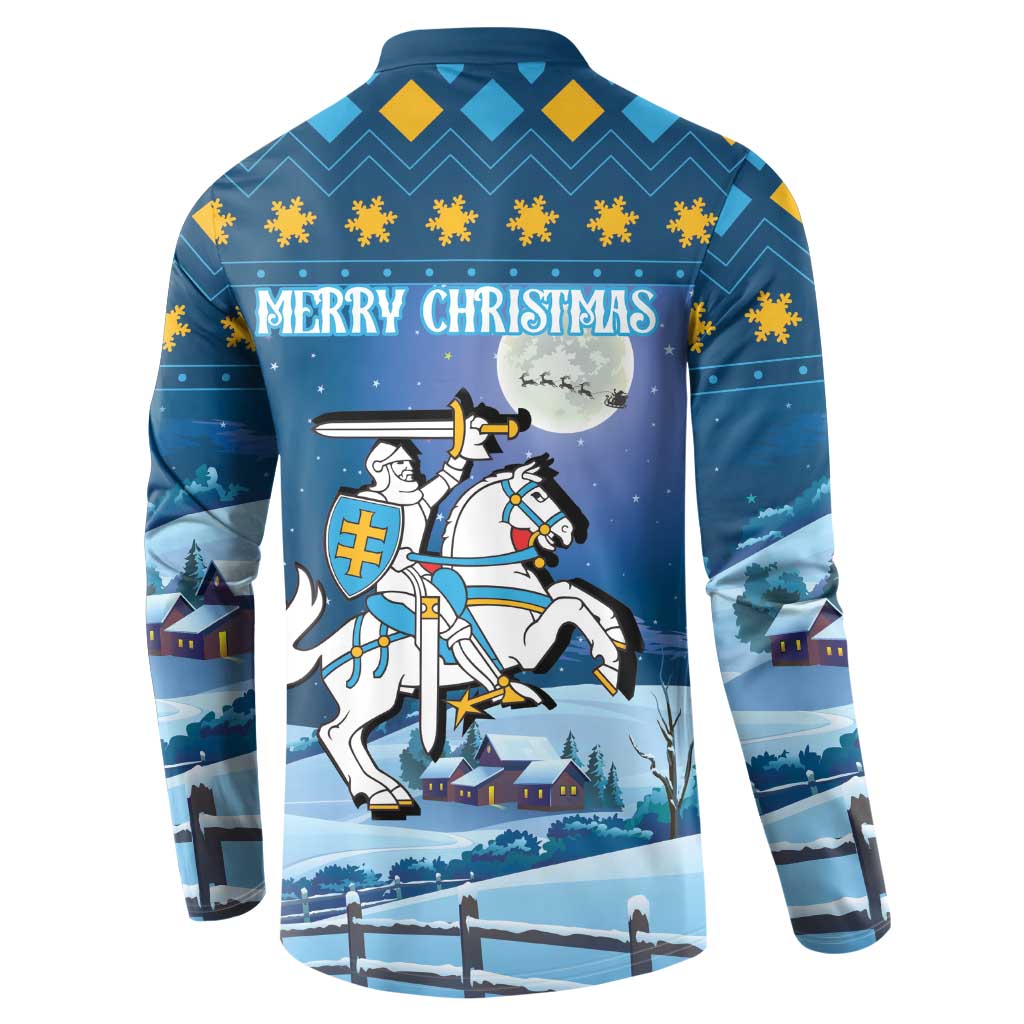 Lithuania Christmas Button Sweatshirt Coat Of Arms Merry Xmas - Wonder Print Shop