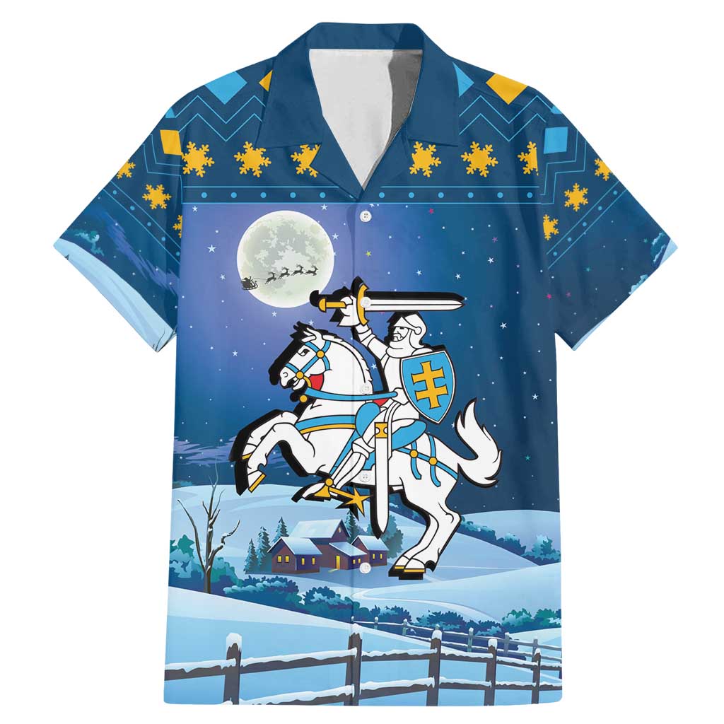 Lithuania Christmas Family Matching Mermaid Dress and Hawaiian Shirt Coat Of Arms Merry Xmas - Wonder Print Shop