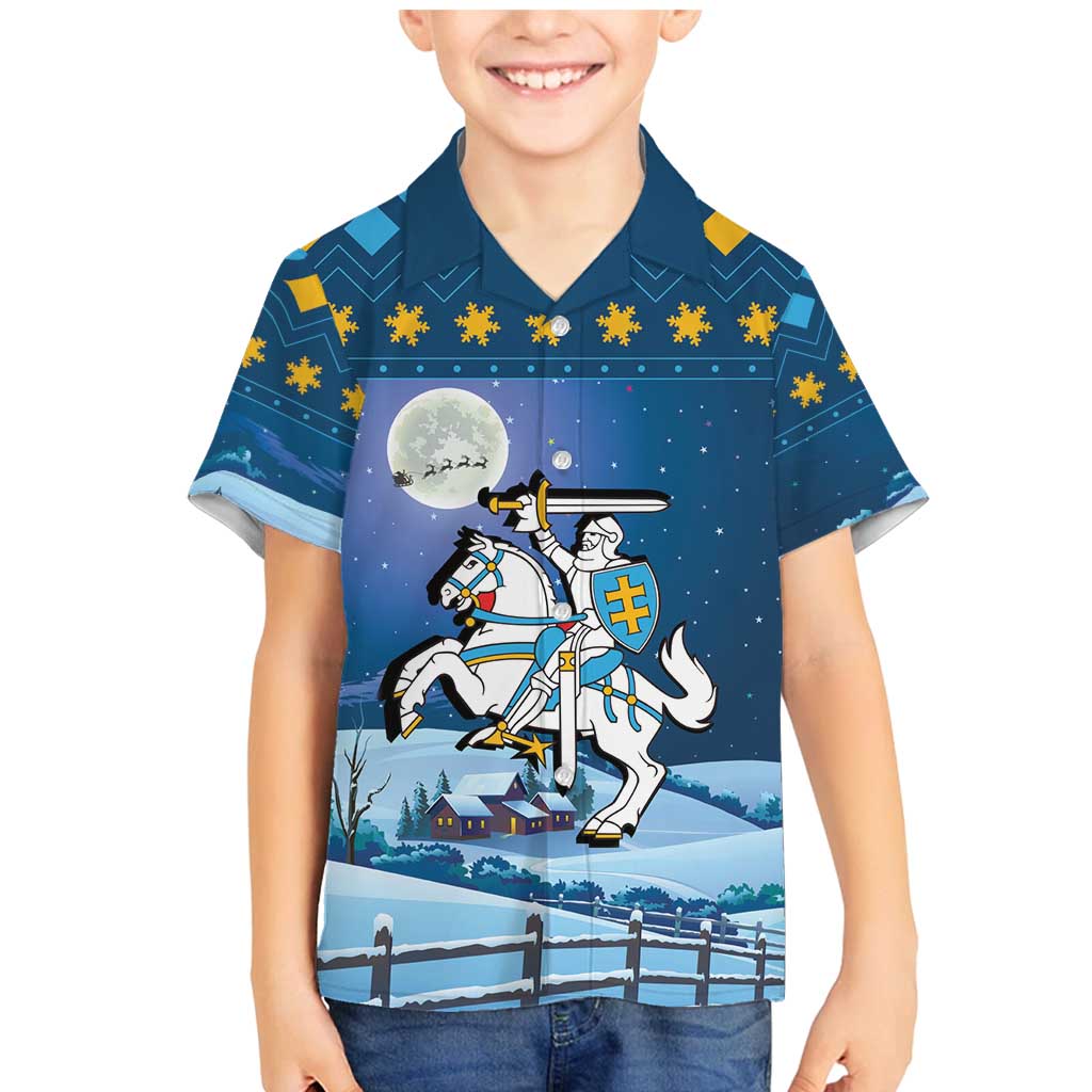 Lithuania Christmas Family Matching Mermaid Dress and Hawaiian Shirt Coat Of Arms Merry Xmas - Wonder Print Shop