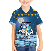 Lithuania Christmas Family Matching Off The Shoulder Long Sleeve Dress and Hawaiian Shirt Coat Of Arms Merry Xmas - Wonder Print Shop