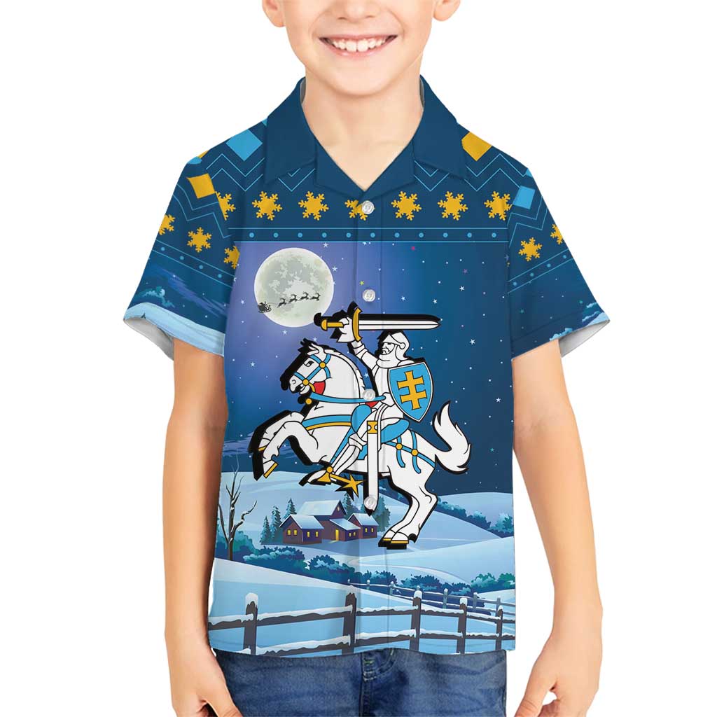 Lithuania Christmas Family Matching Off Shoulder Maxi Dress and Hawaiian Shirt Coat Of Arms Merry Xmas - Wonder Print Shop