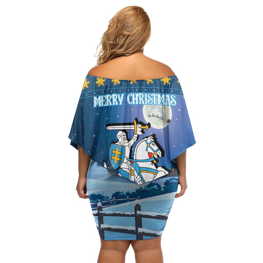 Lithuania Christmas Family Matching Off Shoulder Short Dress and Hawaiian Shirt Coat Of Arms Merry Xmas - Wonder Print Shop