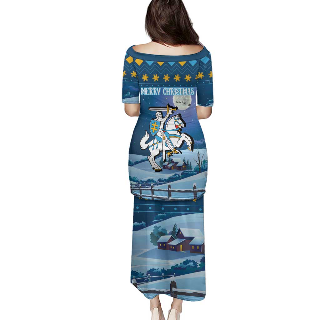 Lithuania Christmas Family Matching Puletasi and Hawaiian Shirt Coat Of Arms Merry Xmas - Wonder Print Shop