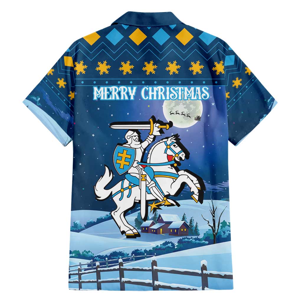 Lithuania Christmas Family Matching Short Sleeve Bodycon Dress and Hawaiian Shirt Coat Of Arms Merry Xmas - Wonder Print Shop