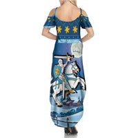 Lithuania Christmas Family Matching Summer Maxi Dress and Hawaiian Shirt Coat Of Arms Merry Xmas - Wonder Print Shop