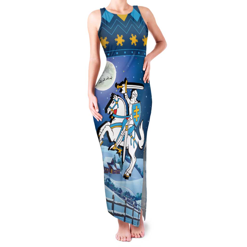 Lithuania Christmas Family Matching Tank Maxi Dress and Hawaiian Shirt Coat Of Arms Merry Xmas - Wonder Print Shop