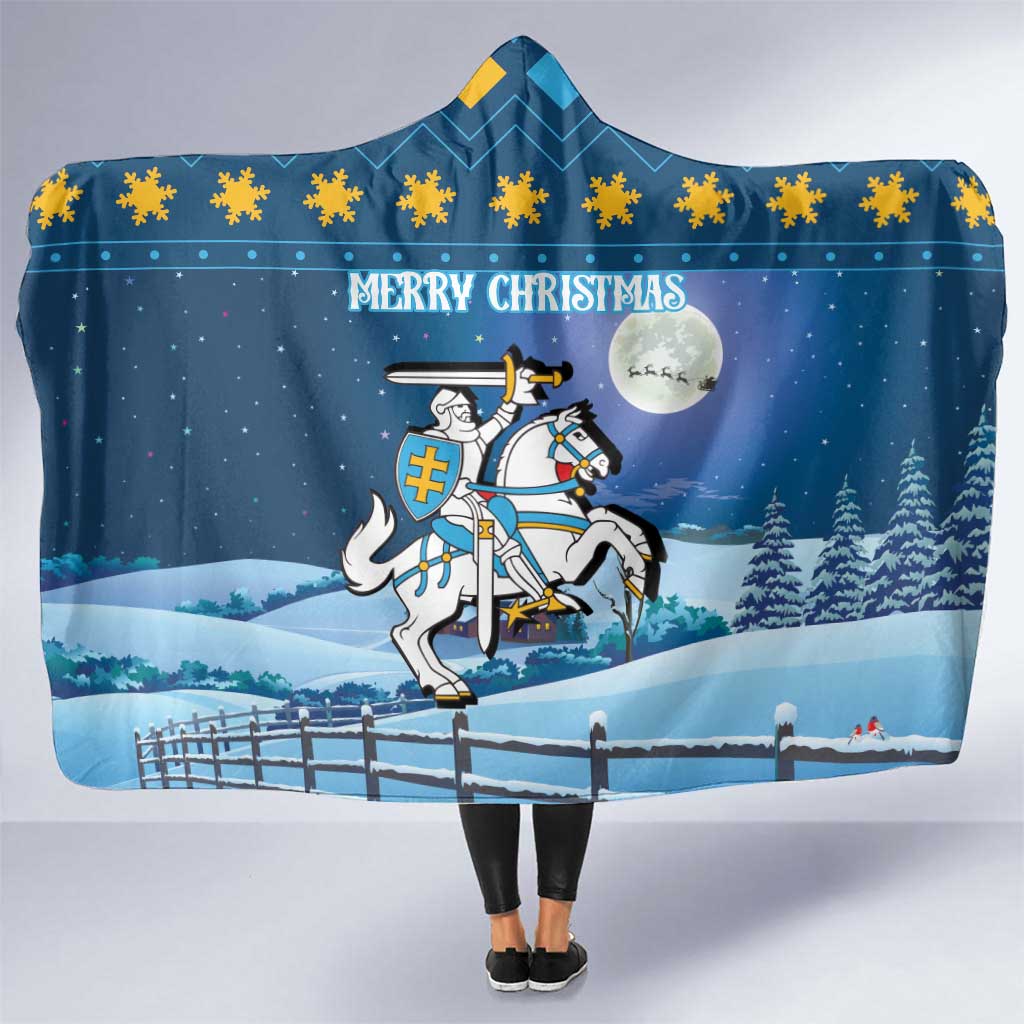 Lithuania Christmas Hooded Blanket Coat Of Arms Merry Xmas