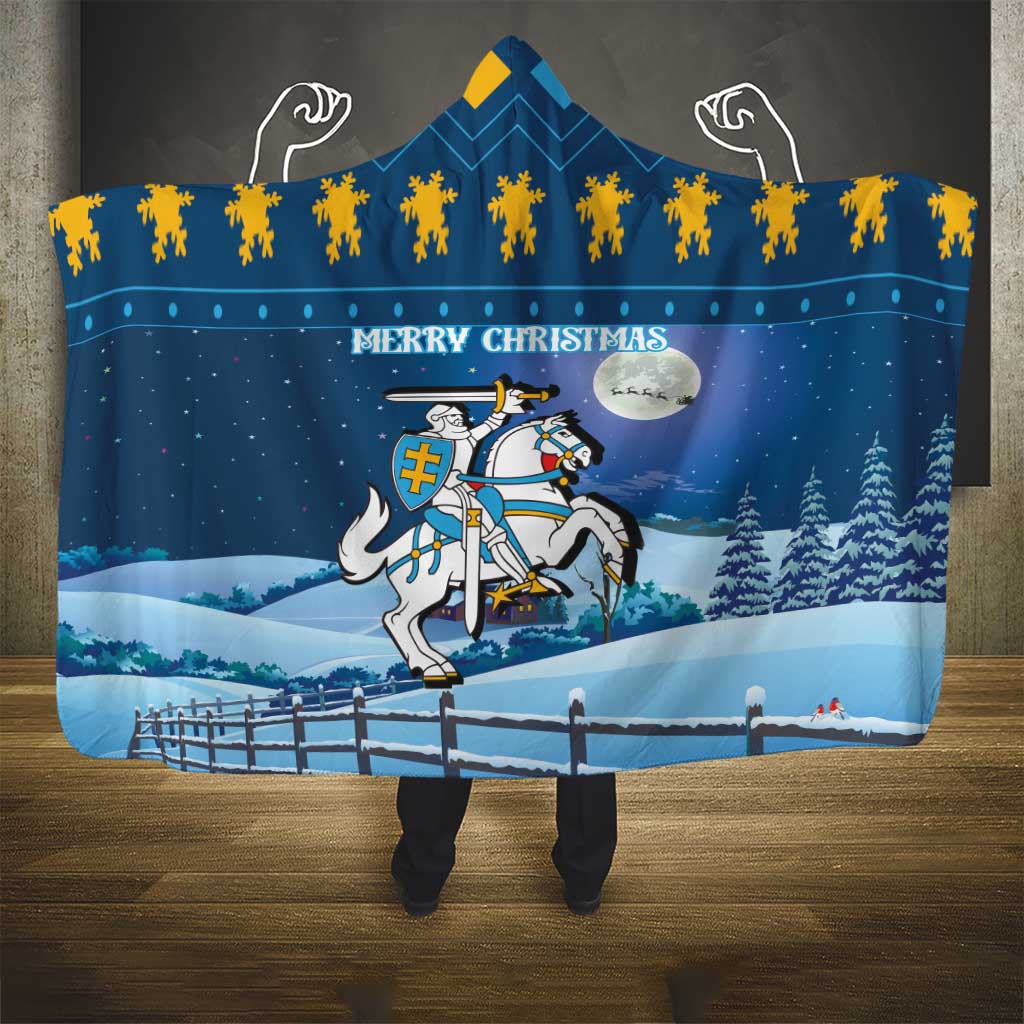 Lithuania Christmas Hooded Blanket Coat Of Arms Merry Xmas