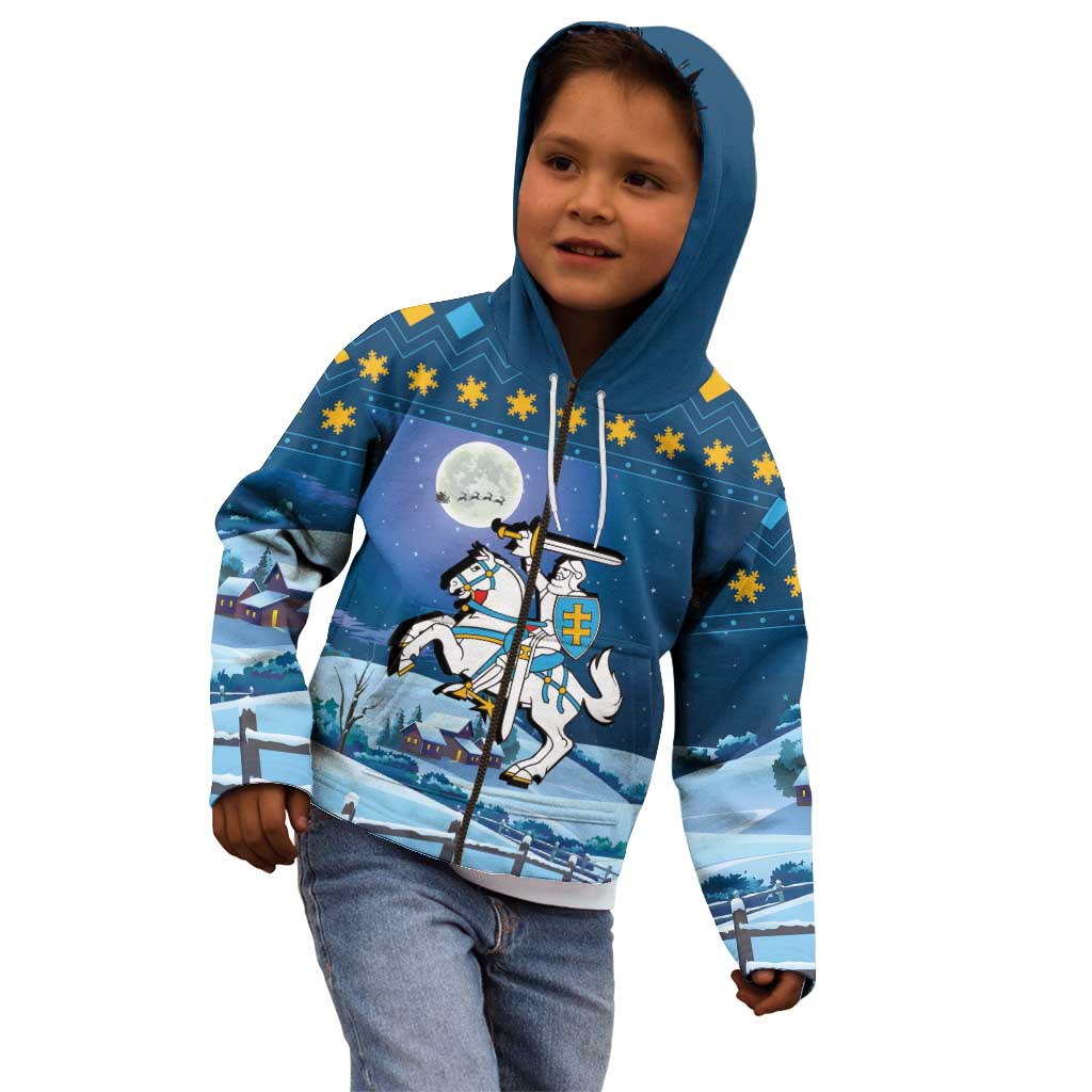 Lithuania Christmas Kid Hoodie Coat Of Arms Merry Xmas - Wonder Print Shop
