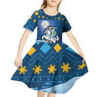 Lithuania Christmas Kid Short Sleeve Dress Coat Of Arms Merry Xmas - Wonder Print Shop