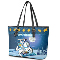 Lithuania Christmas Leather Tote Bag Coat Of Arms Merry Xmas - Wonder Print Shop