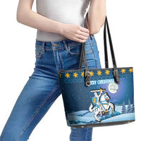 Lithuania Christmas Leather Tote Bag Coat Of Arms Merry Xmas - Wonder Print Shop