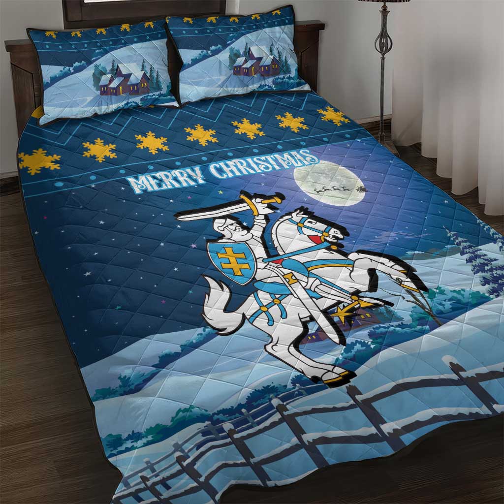 Lithuania Christmas Quilt Bed Set Coat Of Arms Merry Xmas - Wonder Print Shop