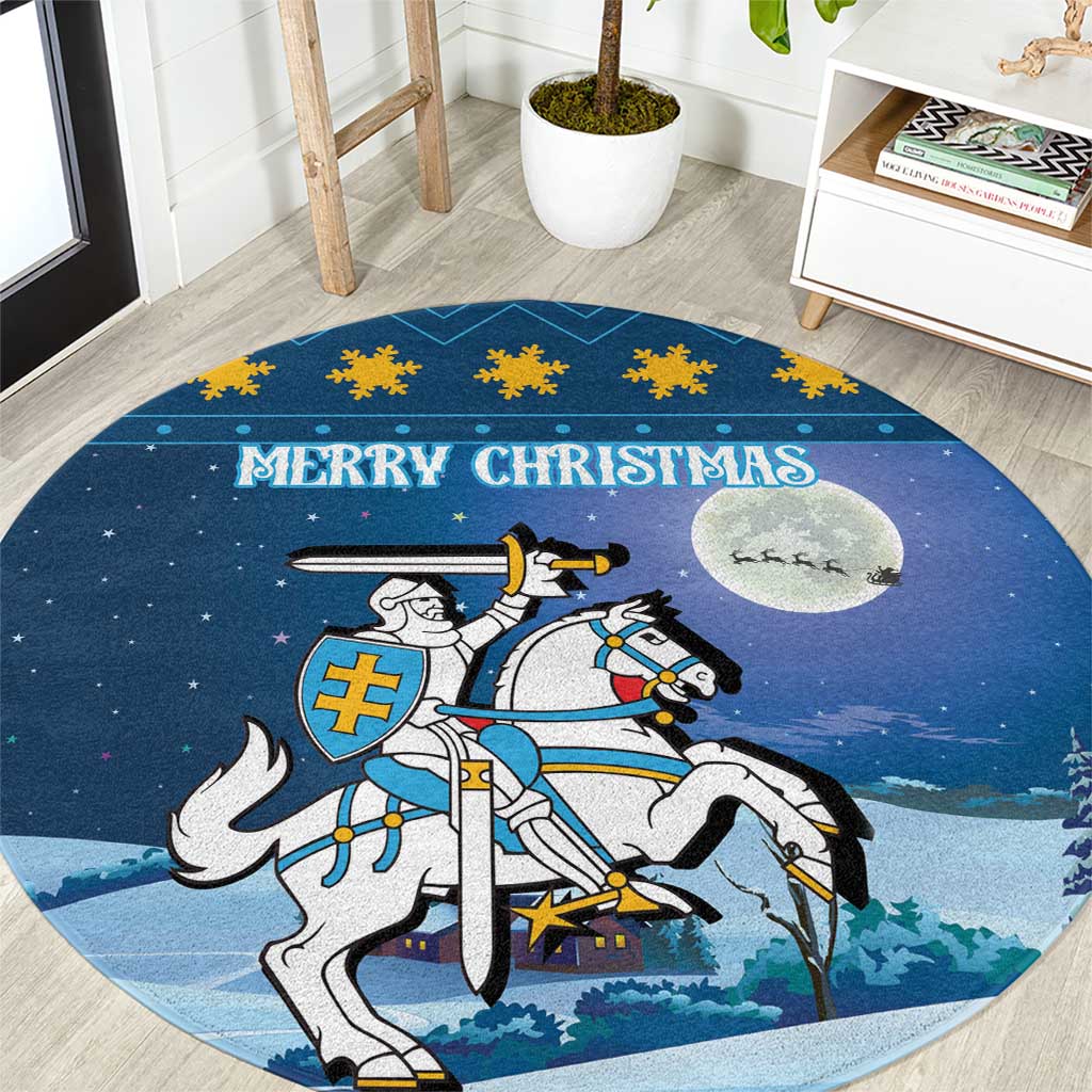 Lithuania Christmas Round Carpet Coat Of Arms Merry Xmas