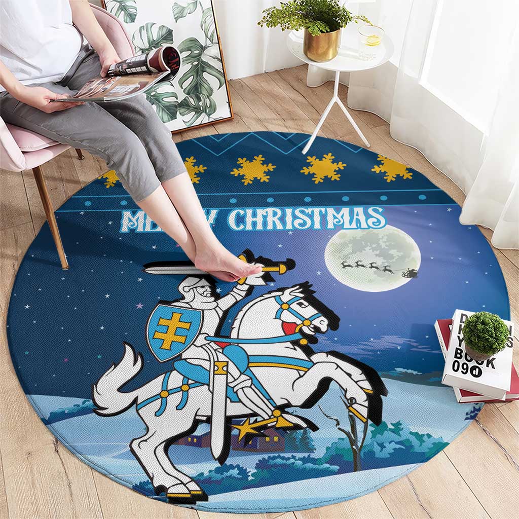 Lithuania Christmas Round Carpet Coat Of Arms Merry Xmas