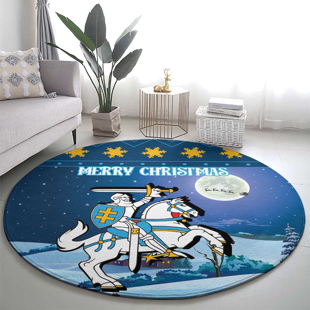 Lithuania Christmas Round Carpet Coat Of Arms Merry Xmas