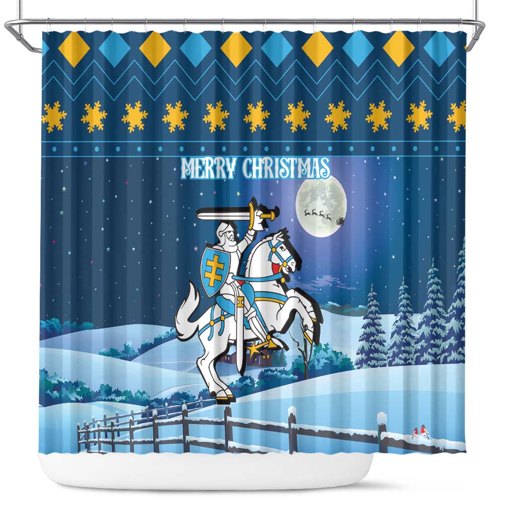Lithuania Christmas Shower Curtain Coat Of Arms Merry Xmas