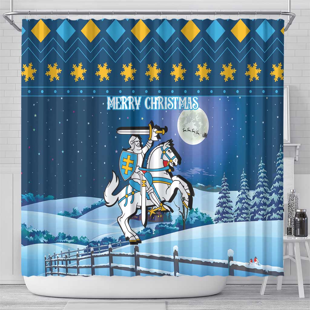 Lithuania Christmas Shower Curtain Coat Of Arms Merry Xmas