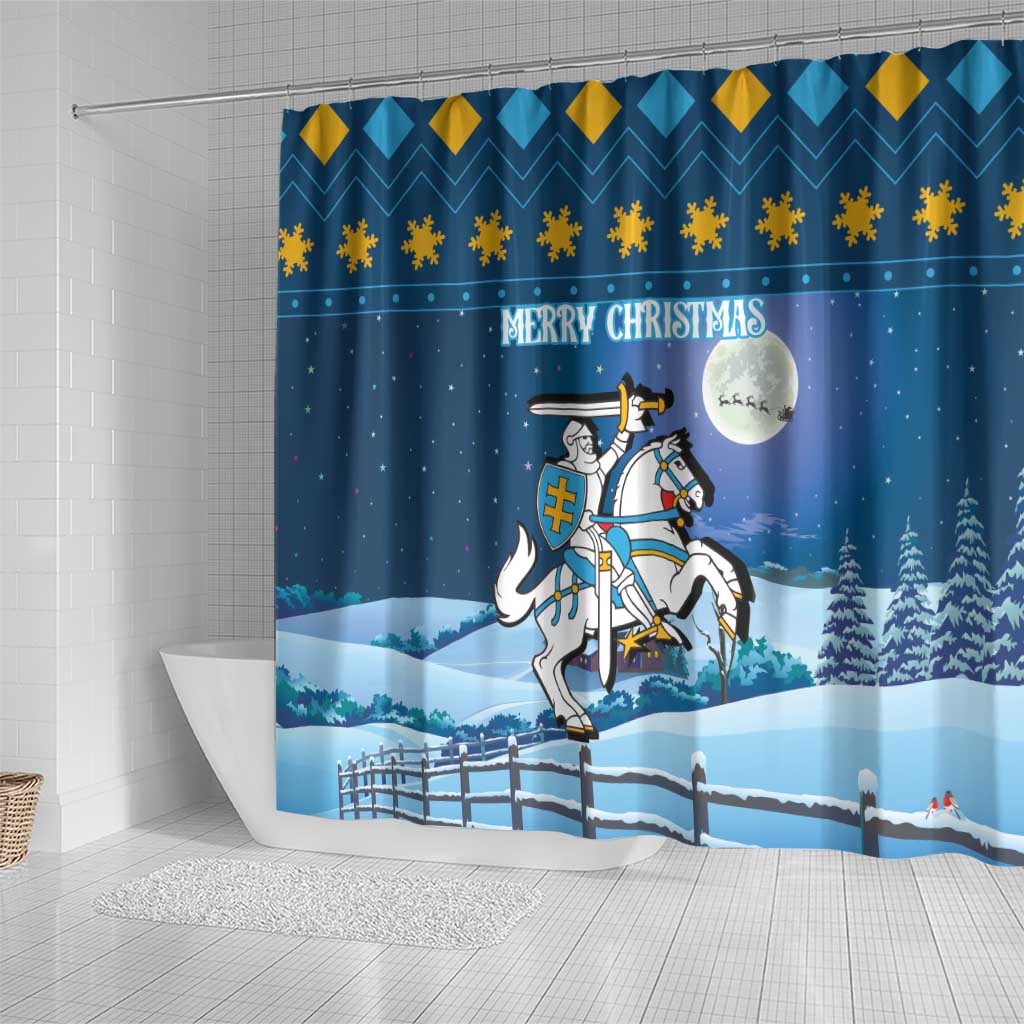 Lithuania Christmas Shower Curtain Coat Of Arms Merry Xmas