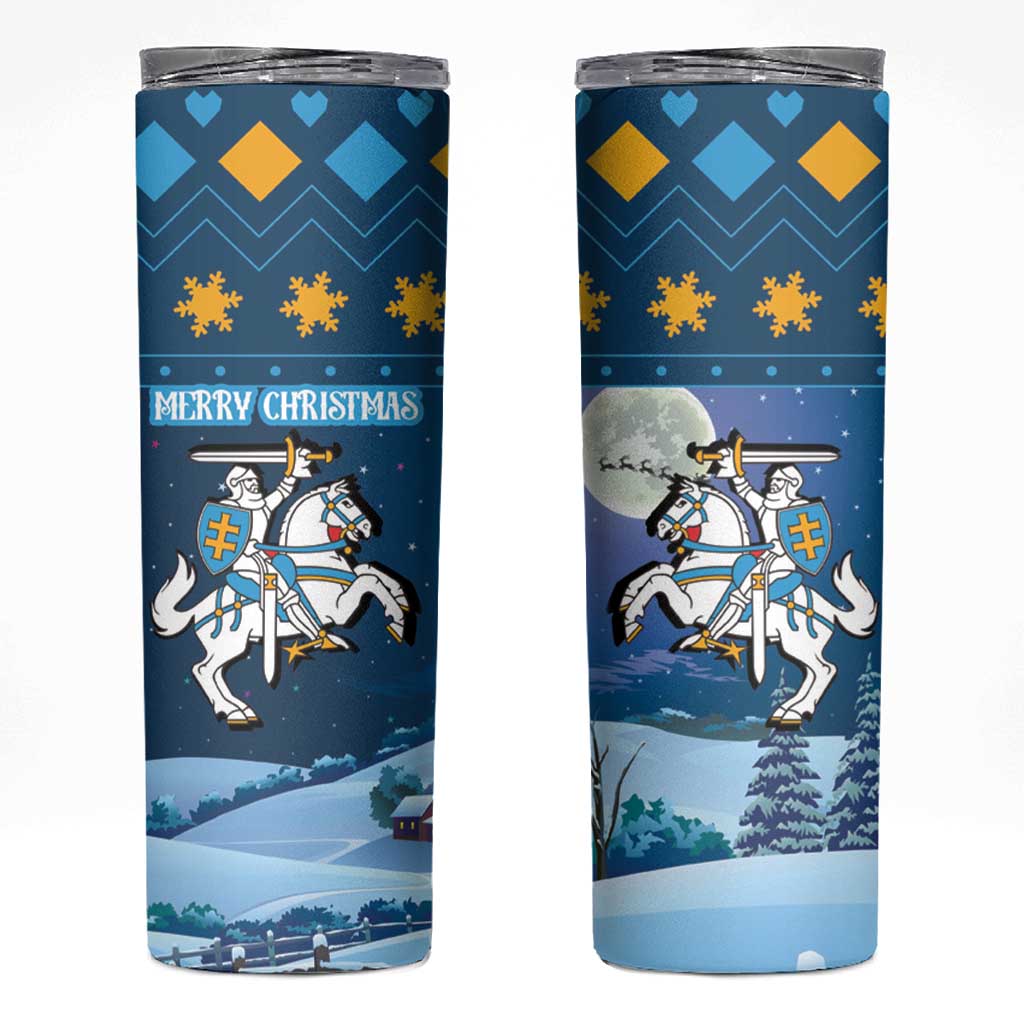 Lithuania Christmas Skinny Tumbler Coat Of Arms Merry Xmas - Wonder Print Shop