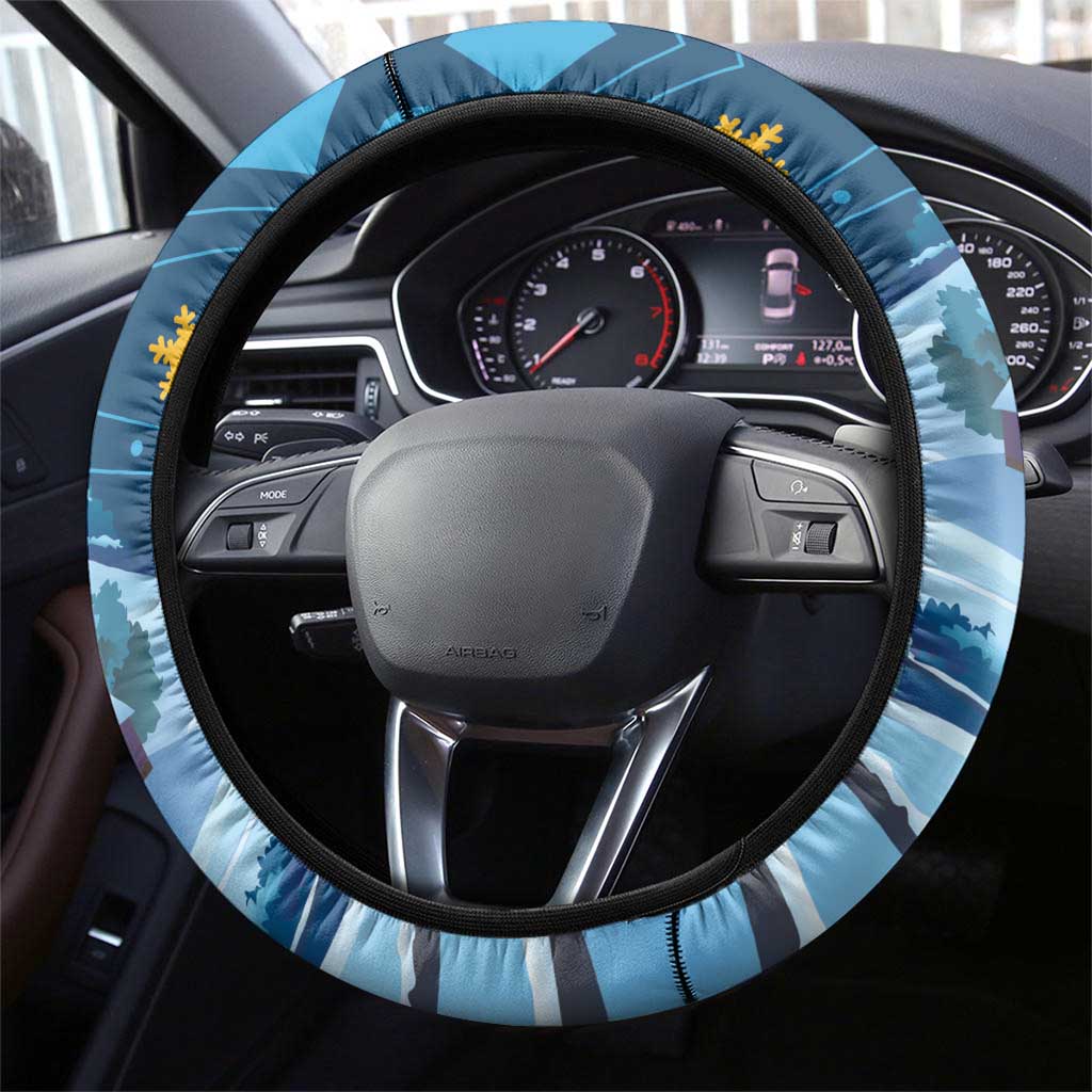 Lithuania Christmas Steering Wheel Cover Coat Of Arms Merry Xmas - Wonder Print Shop