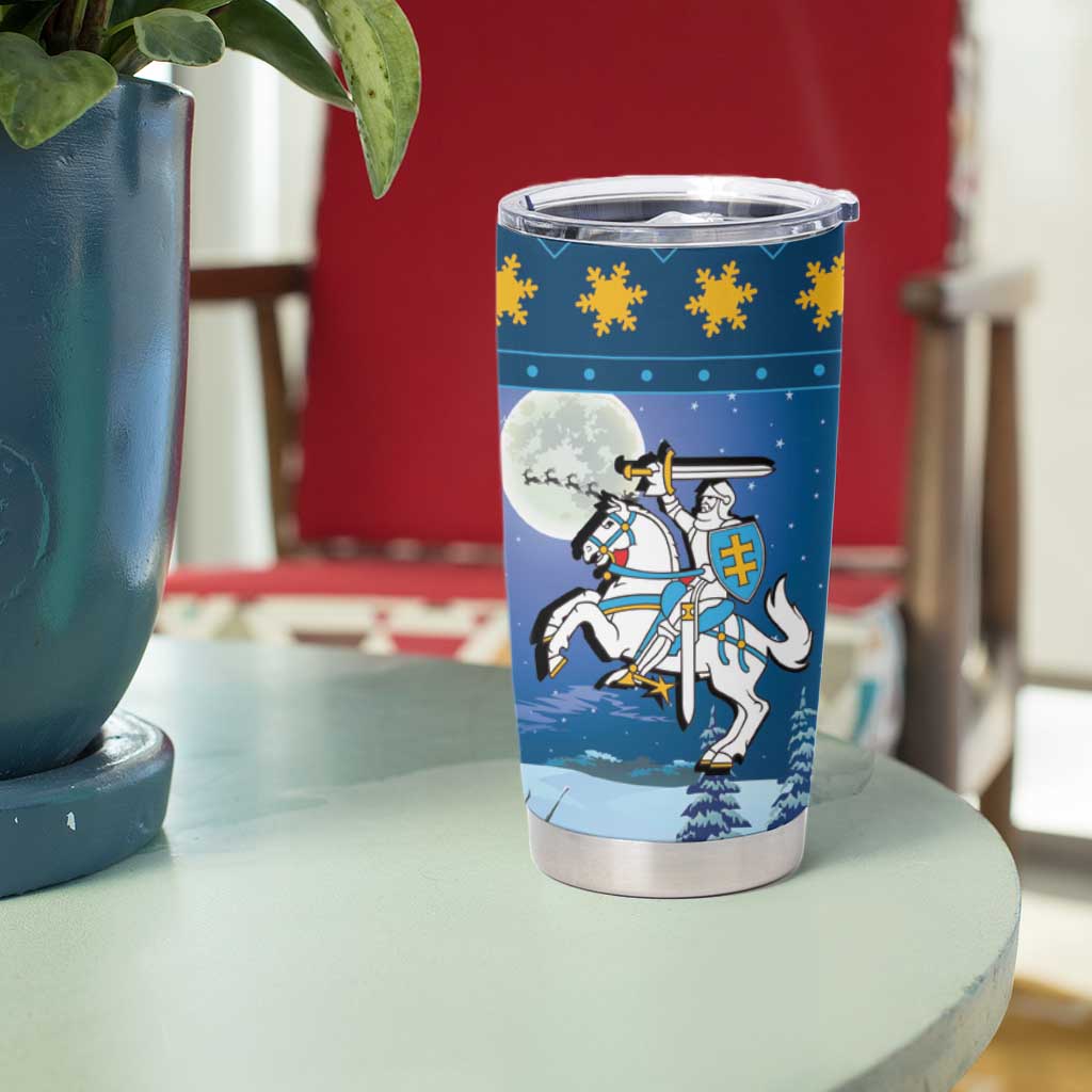 Lithuania Christmas Tumbler Cup Coat Of Arms Merry Xmas - Wonder Print Shop