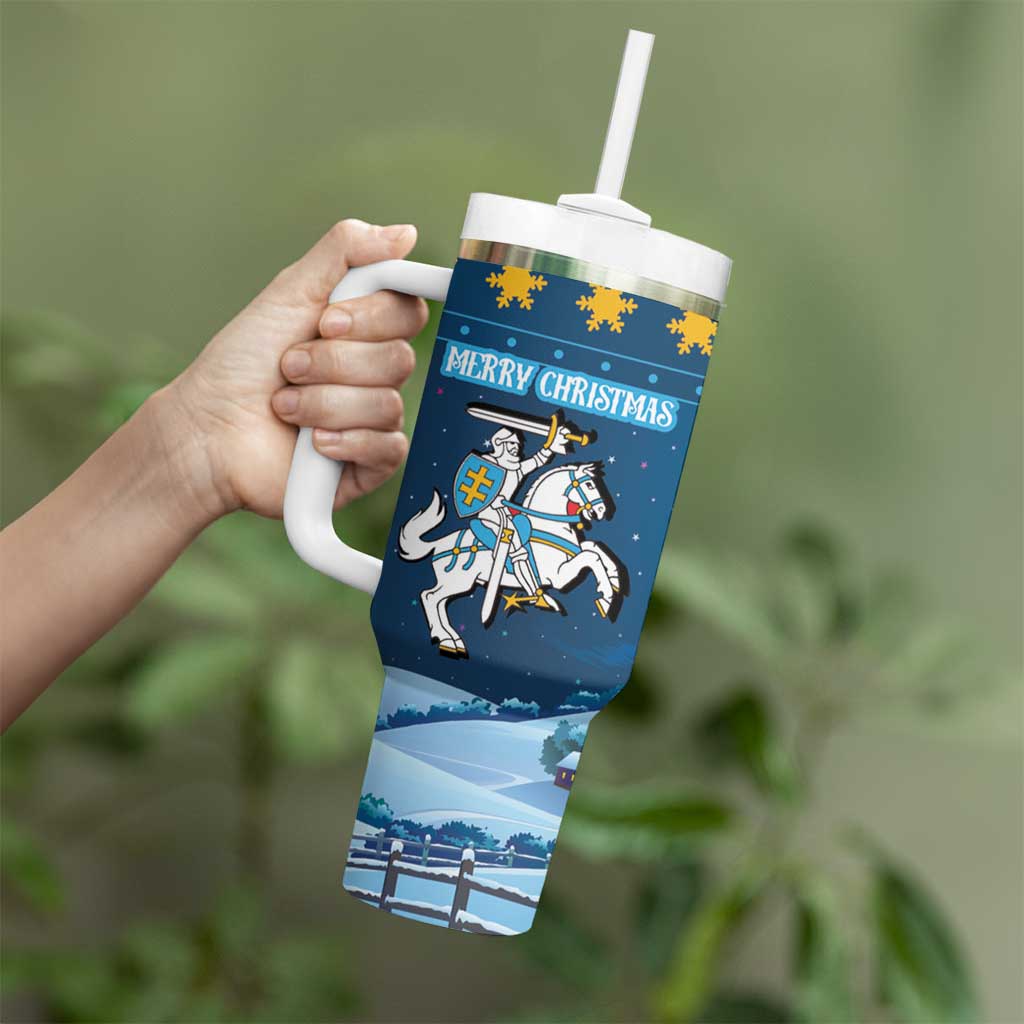 Lithuania Christmas Tumbler With Handle Coat Of Arms Merry Xmas - Wonder Print Shop