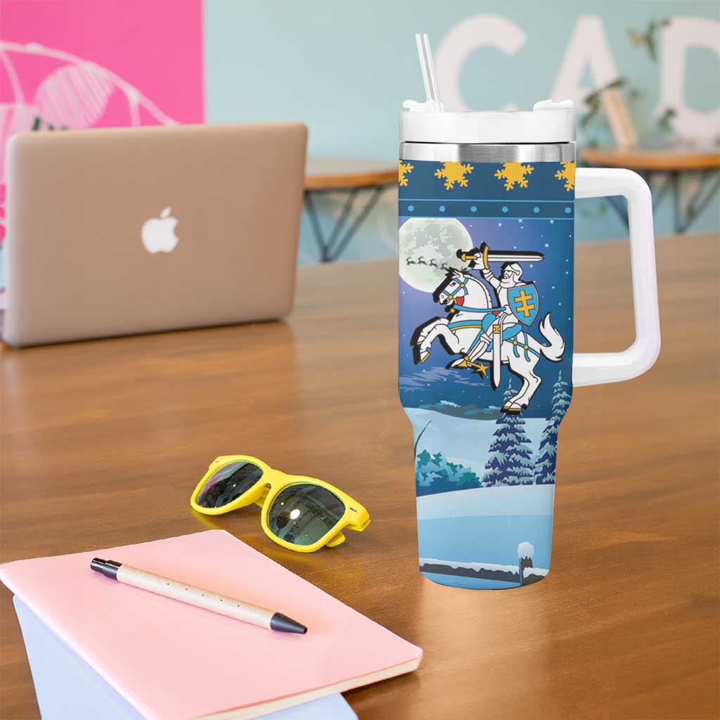 Lithuania Christmas Tumbler With Handle Coat Of Arms Merry Xmas - Wonder Print Shop