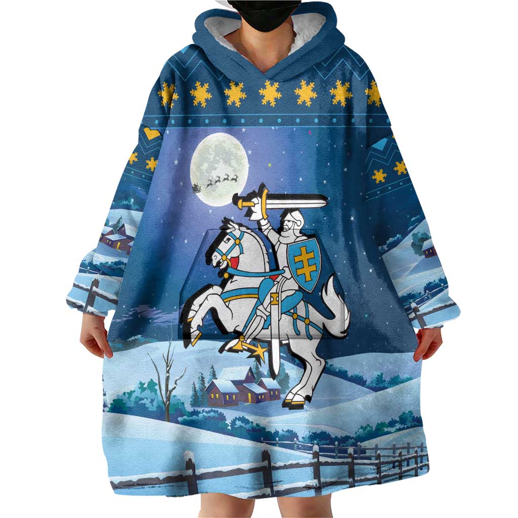 Lithuania Christmas Wearable Blanket Hoodie Coat Of Arms Merry Xmas - Wonder Print Shop