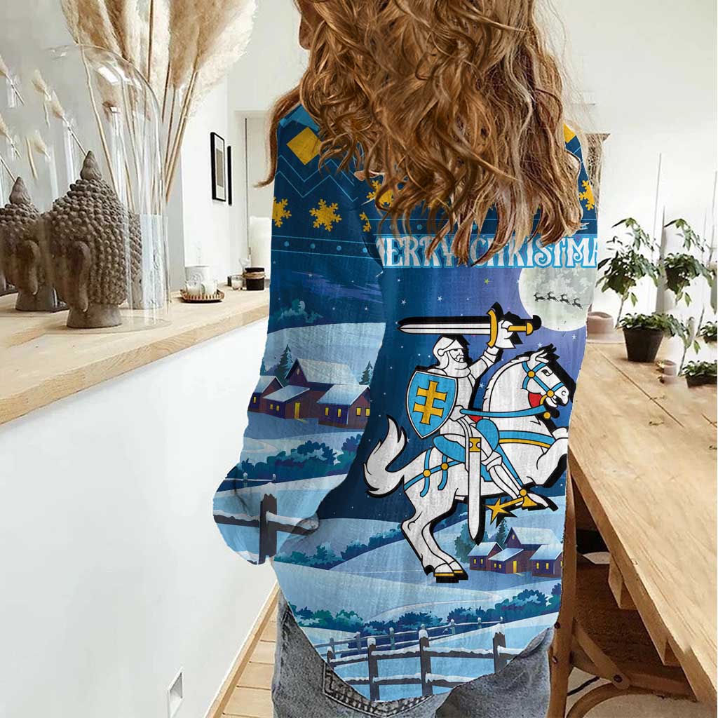 Lithuania Christmas Women Casual Shirt Coat Of Arms Merry Xmas - Wonder Print Shop